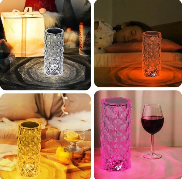 16 Colors Rose LED Crystal Touch Table Lamp