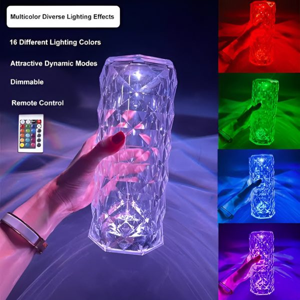 16 Colors Rose LED Crystal Touch Table Lamp