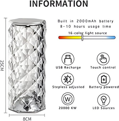 16 Colors Rose LED Crystal Touch Table Lamp